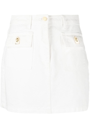 Elisabetta Franchi flap-pocket denim skirt - White