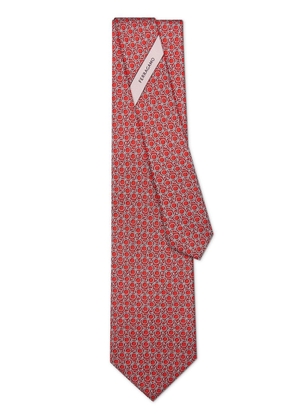 Ferragamo Gancini-print silk tie - Red