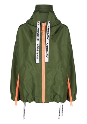 Khrisjoy logo-tape hooded jacket - Green