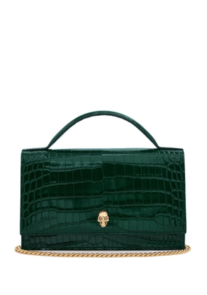 Alexander McQueen Skull crocodile-embossed top-handle bag - Green