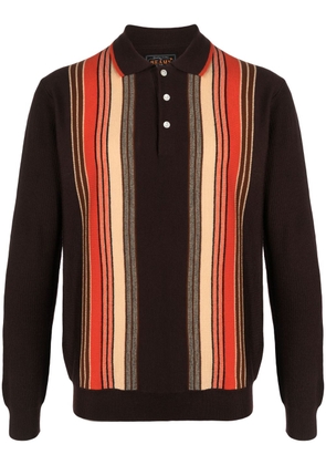 BEAMS PLUS intarsia-knit striped wool polo shirt - Brown