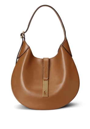 Polo Ralph Lauren small logo-charm leather shoulder bag - Brown