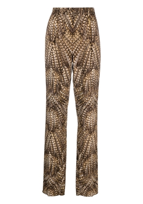Roberto Cavalli graphic-print panelled trousers - Brown