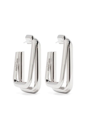 Saint Laurent logo-engraved hoop earrings - Silver