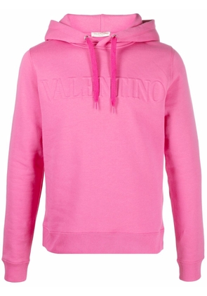 Valentino Garavani embossed logo drawstring hoodie - Pink