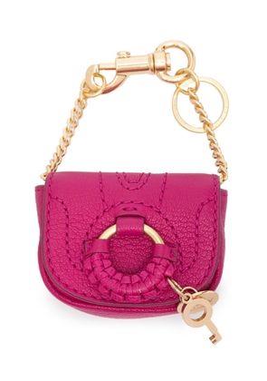 See by Chloé logo-pendant leather keyring - Pink