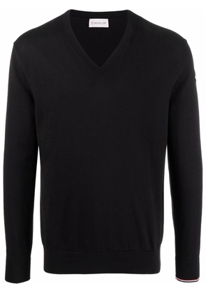 Moncler cotton V-neck jumper - Black