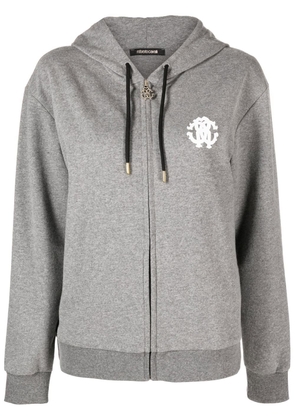 Roberto Cavalli logo-print zip-up hoodie - Grey