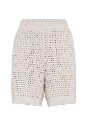 Brunello Cucinelli Embellished Crochet Shorts