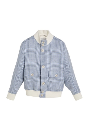 Brunello Cucinelli Kids Linen-Silk Prince Of Wales Jacket (4-12 Years)
