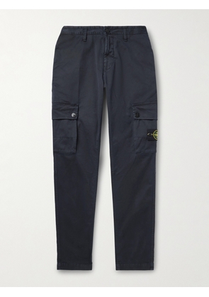 Stone Island - Slim-Fit Tapered Logo-Appliquéd Cotton-Blend Cargo Trousers - Men - Blue - UK/US 28