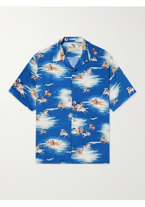 KAPITAL - Convertible-Collar Printed Crepe Shirt - Men - Blue - 2