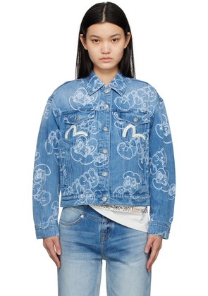 Evisu Blue Printed Denim Jacket