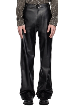 Fiorucci Black Patch Faux-Leather Trousers