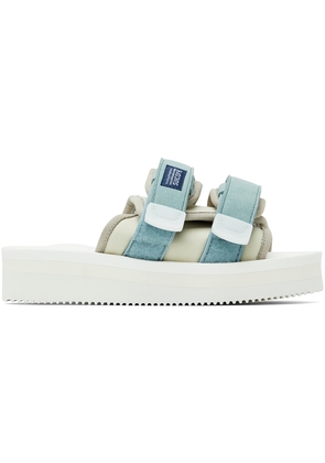 Suicoke Off-White & Blue MOTO-PO Sandals