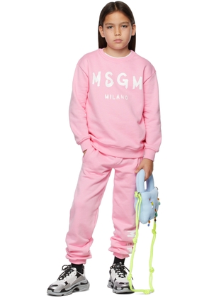 MSGM Kids Kids Pink Brush Logo Lounge Pants