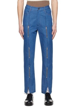The World Is Your Oyster Blue Zip Jeans