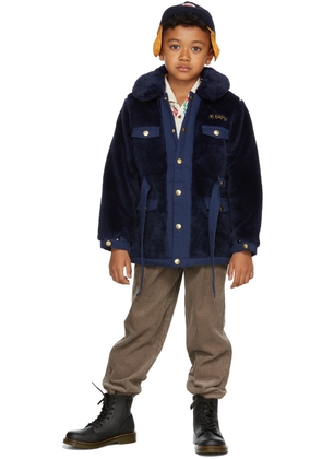 Mini Rodini Kids Navy Faux-Fur Jacket