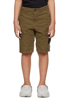 Stone Island Junior Kids Khaki Garment-Dyed Shorts