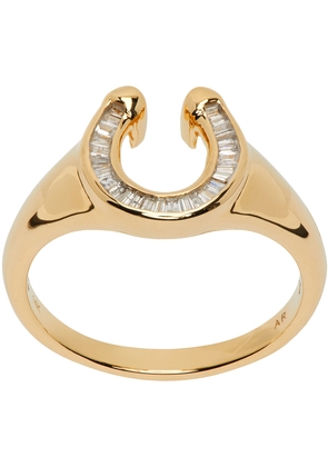 Adina Reyter Gold Baguette Horseshoe Signet Diamond Ring