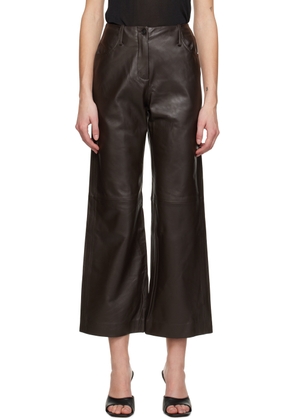 Elleme Brown Straight Leather Pants