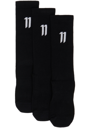 11 by Boris Bidjan Saberi Three-Pack Black Calf-High Socks
