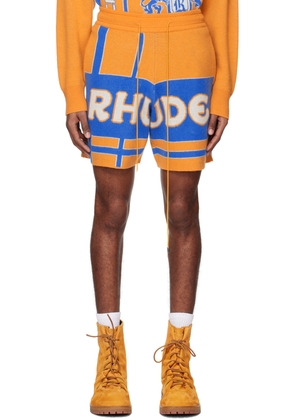 Rhude Orange & Blue Jacquard Shorts