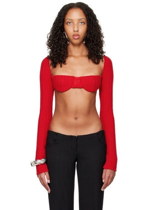 LaQuan Smith Red Bra Sweater