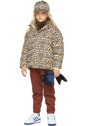 Repose AMS Kids Beige & Black Leopard Glitch Puffer Jacket