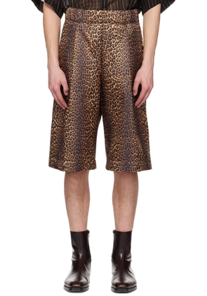 Dries Van Noten Tan Leopard Shorts