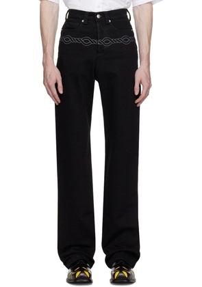 Stefan Cooke Black Cable Corded Jeans