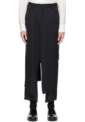 Sulvam Black Frayed Trim Trousers