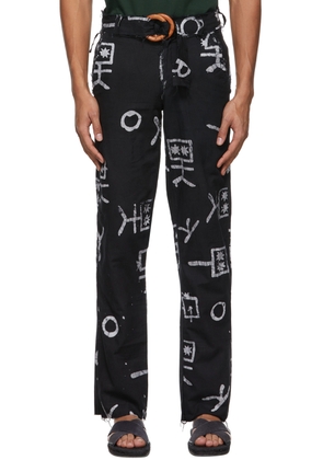 Bloke Black Hand-Dyed Graphic Trousers