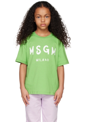 MSGM Kids Kids Green Printed T-Shirt
