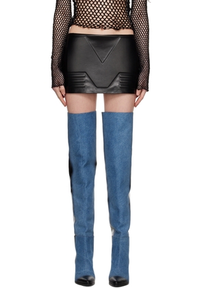 Mowalola Black Embossed Faux-Leather Miniskirt