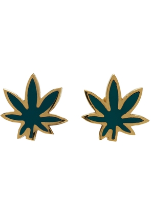 Established Gold Cannabis Leaf Stud Earrings