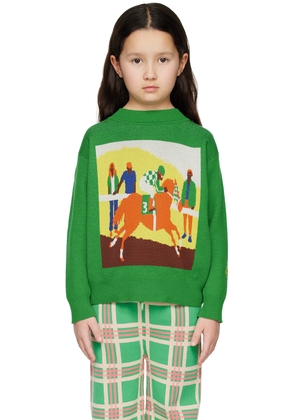 The Animals Observatory Kids Green Horse Bull Sweater