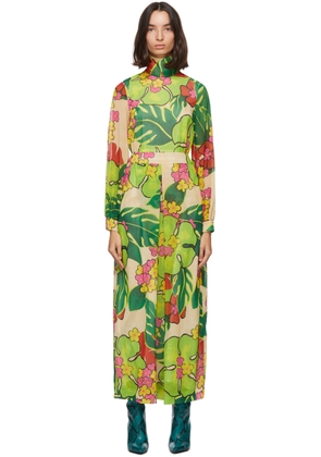 Dries Van Noten Green Floral Maxi Dress