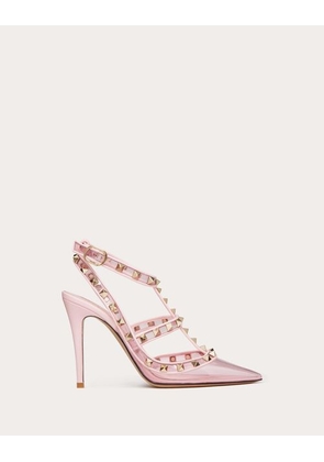 Valentino Garavani ROCKSTUD PUMPS WITH STRAPS IN TRANSPARENT POLYMER MATERIAL - 100 MM Woman ROSE COUTURE 36