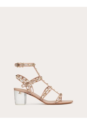 Valentino Garavani ROCKSTUD SANDAL IN POLYMER MATERIAL WITH STRAPS AND PLEXI HEEL 60MM Woman ROSE CANNELLE 35