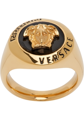 Versace Gold & Black Medusa Ring
