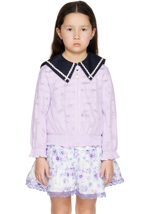 ANNA SUI MINI Kids Purple Floral Cardigan