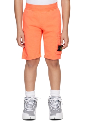 Stone Island Junior Kids Orange Patch Shorts