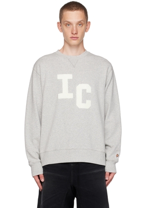 ICECREAM Gray Flocked Sweatshirt