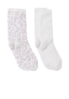 Barefoot Dreams CozyChic Barefoot In The Wild 2 Pair Sock Set in Ivory.
