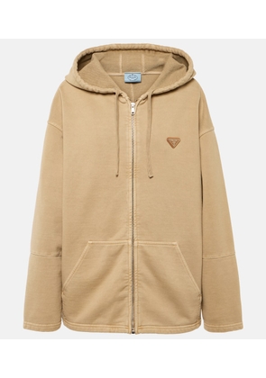 Prada Oversized cotton zip-up hoodie