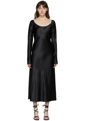 Marina Moscone Black Heavy Satin Fluid Dress