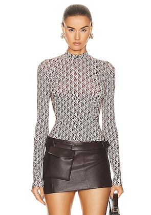 Marine Serre Regenerated Moon Diamant Jersey Second Skin Top in Moon Diamant - Brown. Size M (also in ).