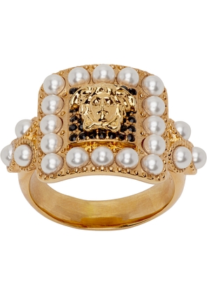 Versace Gold & Pearl Ring