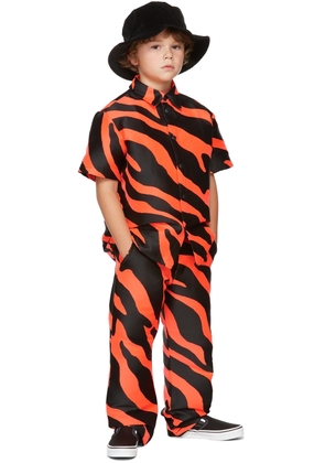 BO(Y)SMANS Kids Orange & Black Zebra Short Sleeve Shirt